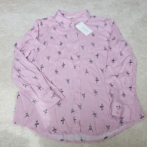 NWT Como BLU Pink Button-Up Shirt with Ballet Print